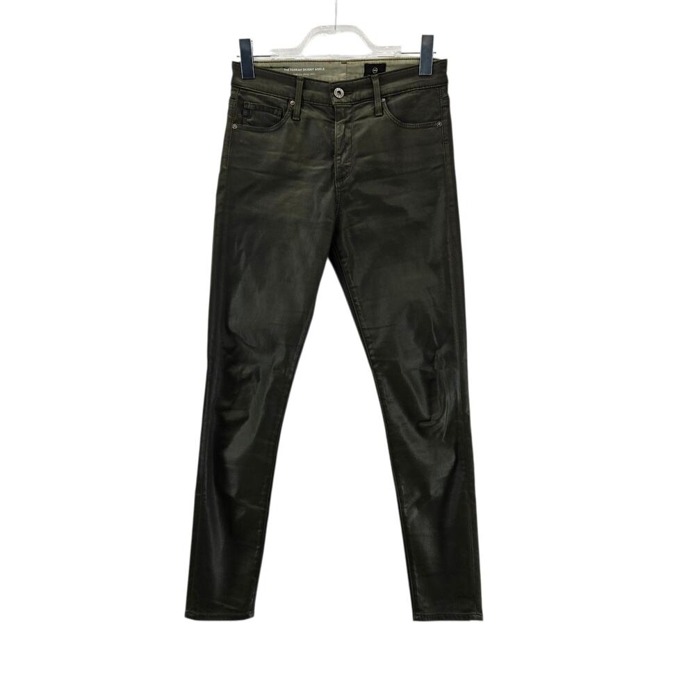 AG Adriano Goldschmied Farrah High Rise Skinny Ankle Women 27 Coated Olive Green